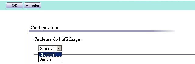 Ecran de réglage