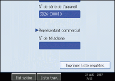 Illustration de l&apos;écran du panneau de commande
