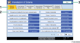 illustrazione della schermata del pannello di comando (illustrazione numerata)