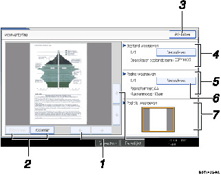 Schermillustratie van een bedieningspaneel met genummerde oproepafbeeldingen