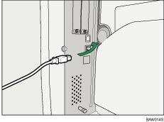 Afbeelding van het aansluiten van de USB-interfacekabel