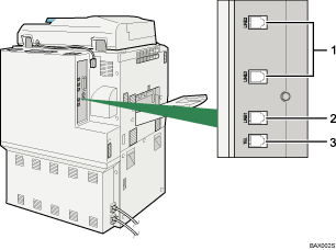 Illustratie van het aansluiten van de telefoonlijn (illustratie met nummers en benoemingen)