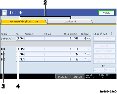 Illustrasjon av brukerpanelskjermen med nummererte bildetekster.