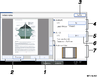 Illustrasjon av brukerpanelskjermen med nummererte bildetekster.