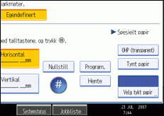 Illustrasjon av skjermen på brukerpanelet.