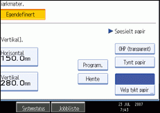 Illustrasjon av skjermen på brukerpanelet.