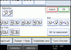 Illustrasjon av skjermen på brukerpanelet.