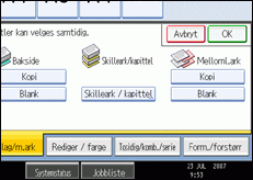 Illustrasjon av skjermen på brukerpanelet.