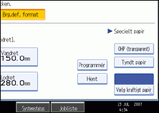 Illustration af betjeningspanelets skærm