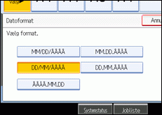 Illustration af betjeningspanelets sk&aelig;rm
