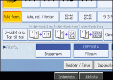 Illustration af betjeningspanelets skærm