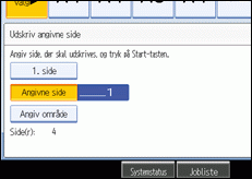 Illustration af betjeningspanelets skærm