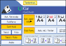 Illustration af betjeningspanelets skærm