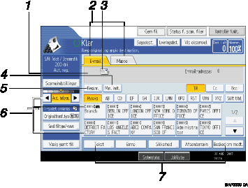 Illustration af skærm på kontrolpanel med billedforklaringer