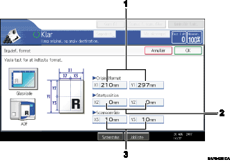 Illustration af skærm på kontrolpanel med billedforklaringer
