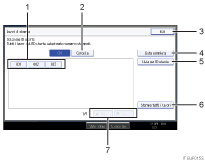 Illustrazione schermata pannello di controllo con didascalie numerate