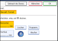 Die Abbildung zeigt das Bedienfeld-Display