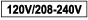 Illustration of 120 V 202-240 V model