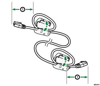 Иллюстрация кабеля Ethernet с ферритовым сердечником 