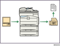 Illustration of paperless fax transmission