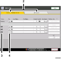 Operation panel screen illustration numbered callout illustration