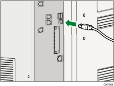 Illustration du raccordement du câble d'interface USB