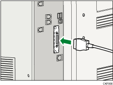 Illustration du raccordement du câble d'interface IEEE 1284