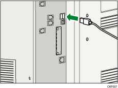 Illustration du raccordement du câble d'interface USB