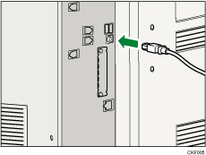 ilustración de la conexión del cable del interfaz USB