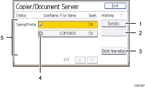 Operation panel screen illustration numbered callout illustration