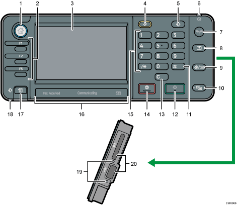 Control panel illustration numbered callout illustration