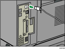 ilustración de la conexión del cable del interfaz USB