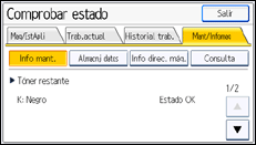 Ilustración de la pantalla panel de mandos