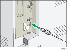 Illustration of connecting the Ethernet interface cable