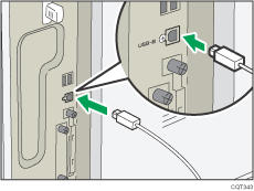 Illustration of connecting the USB interfece cable