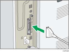 Illustration of connecting the IEEE 1284 interface cable