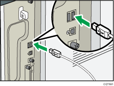 Illustration of connecting the USB interfece cable